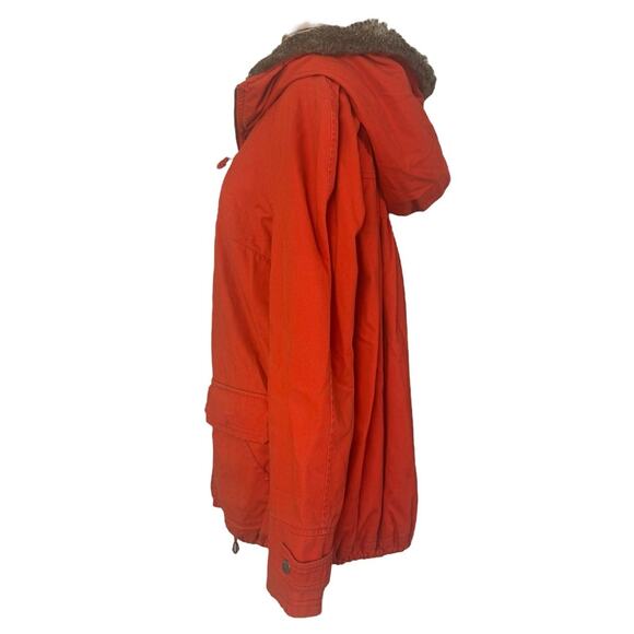 ANTHROPOLOGIE DAUGHTERS OF THE LIBERATION Pintuck Faux Fur Hooded Parka Size L - Picture 10 of 12